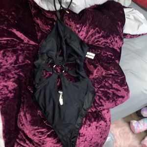 Black one piece swim suit